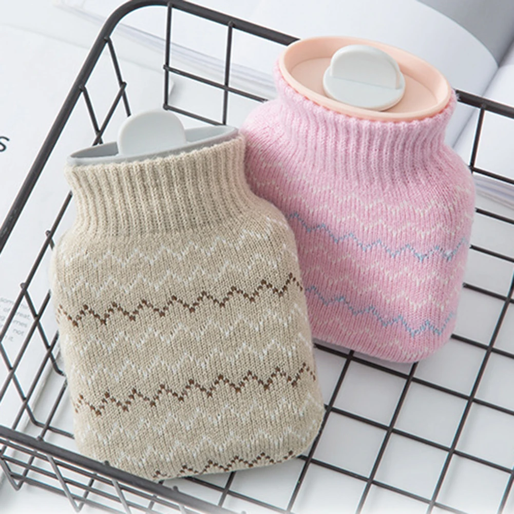 

Hot Water Bottle Knitted Cover Solid Color Water-filled Bag Cloth Cover Hand Warmer Winter Soft Hot Water Bottle