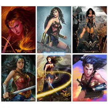 

5D DIY Square/Round Diamond Painting Superhero Wonder Woman Cross Stitch Diamond Embroidery Pattern Rhinestone Home Decor Gift