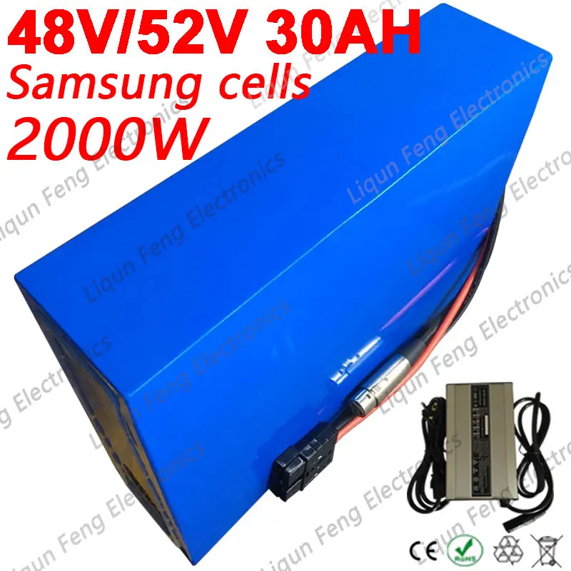 Long Range Trikes Battery 52v 48v 15ah 18ah 20ah 22ah 25ah 30ah Escooter Samsung Battery Pack