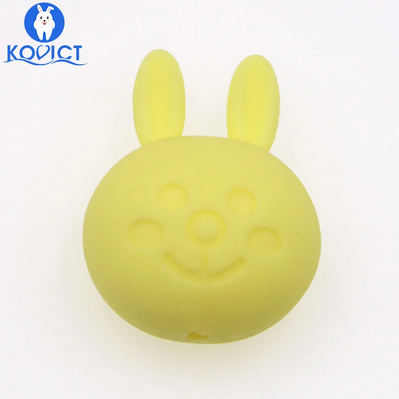 Kovict 5pc rabbit Silicone Beads Food Grade Silicone Teether DIY Nursing Necklace Accessories perle Beads Baby Teethers - Цвет: 5pcs cream yellow