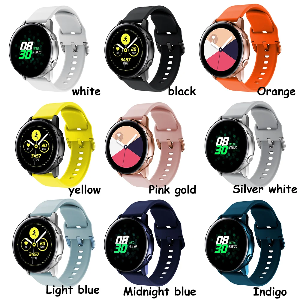 Ремешок для часов 20 мм Samsung Galaxy watch Active 2/42 мм/3 41 мм/Gear S2/спортивный силиконовый