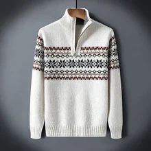 

Sweater Male Autumn Zipper Half Turtleneck Pullover Knitted Sweater Men Clothing Christmas Jumpers Size XXXL 4XL 5XL 6XL