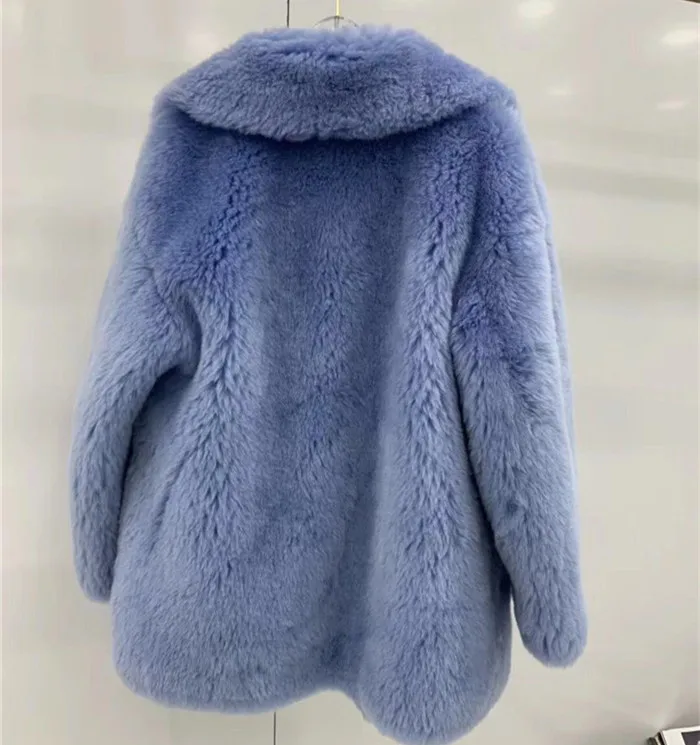 Real Wool Coat Women Clothes Autumn Winter Double-faced Fur Coats Women Elegant Solid Wool Fur Jackets