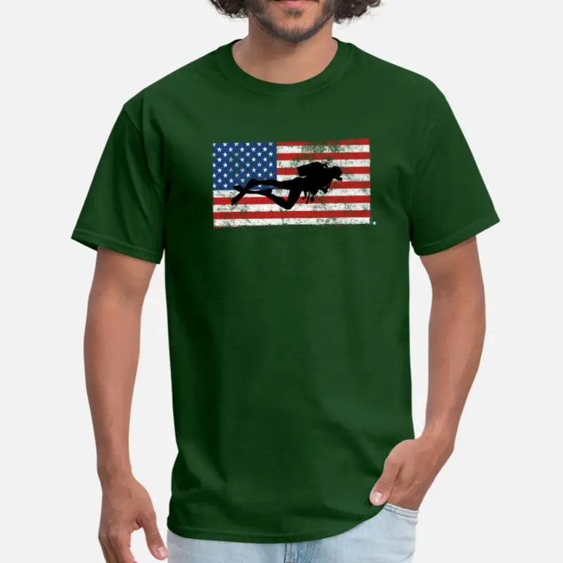 Men-Army Green Индивидуальная футболка для подводного плавания, футболки Дайвер, Мужская хлопковая футболка с вырезом лодочкой, Мужская футболка с коротким рукавом - Цвет: Men-Army Green