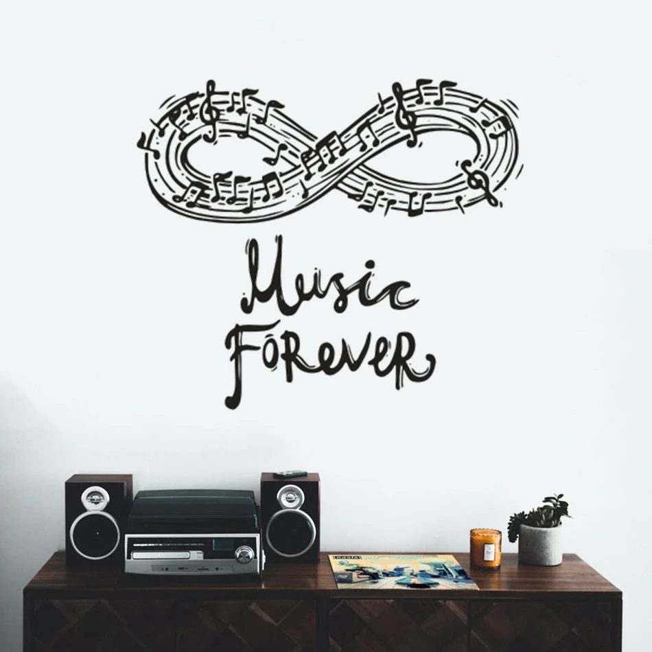 Musica Siempre Cita Pared Calcomanias Notas Musicales Olas Vinilo