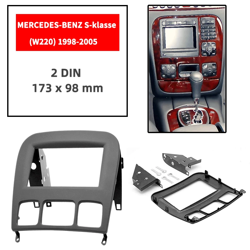 Двухканальное радио-фасции Для MERCEDES-BENZ S-klasse(W220) 1998-2005 панель приборное крепление Установка отделка комплект лицо черная рамка gps