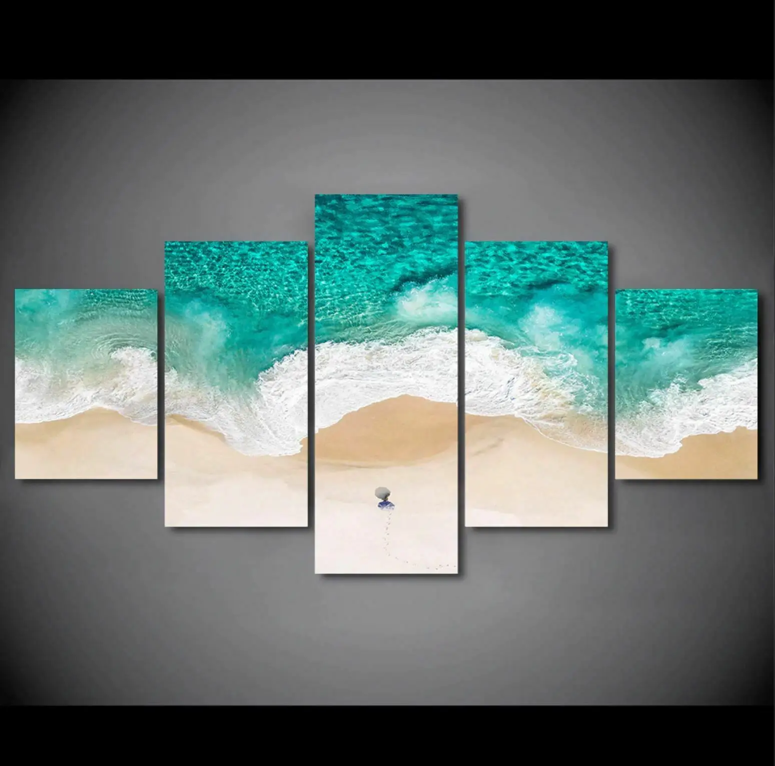 Natural Sea Wave Landscape 5 Panel Canvas Picture Print Wall Art Canvas Painting Wall Decor for Living Room Poster No Framed