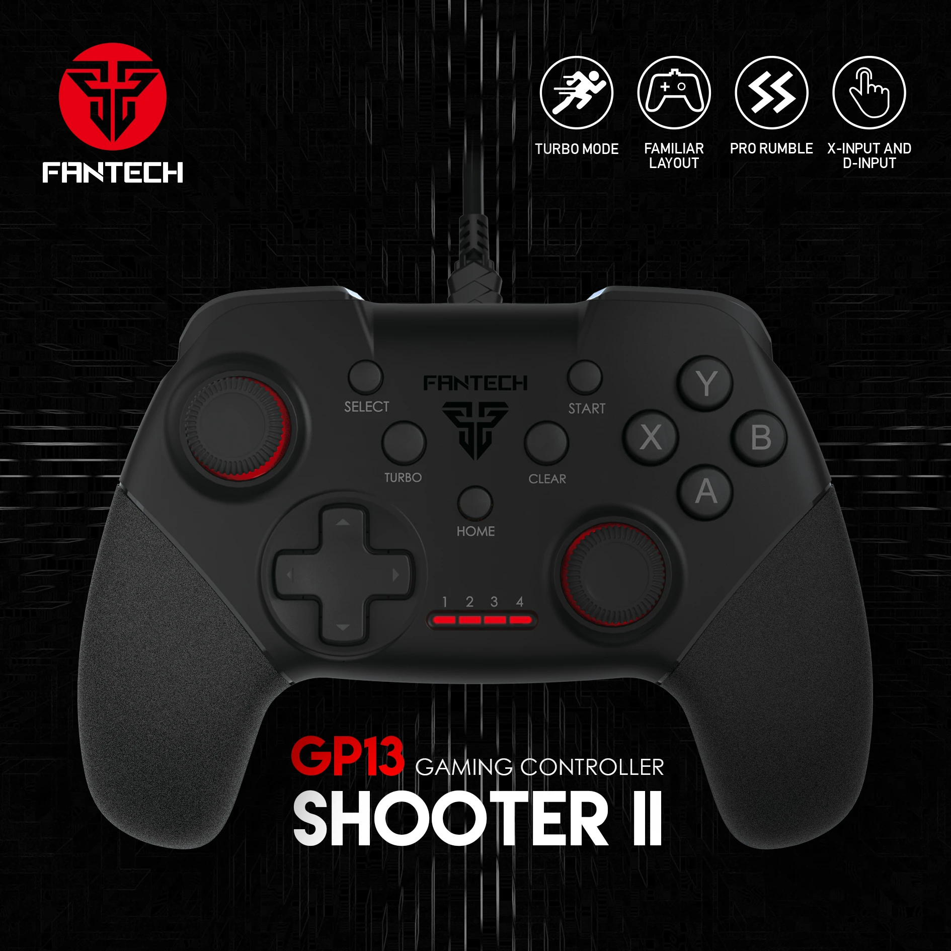 FANTECH GP13 Gamepad,Wired PC Game Controller,Joystick Dual Vibration, Saturn, for Windows PC,PS3,Playstation,Android