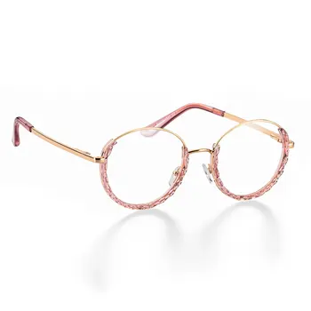 

LNFCXI Flat Mirror Cat Eye Half-frame Crystal Facet Glasses Frames Spring Leg Ultralight Men Women Optical Computer Glasses