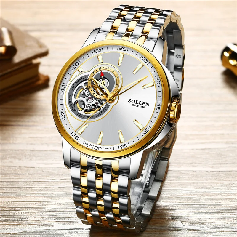 

Luxury Business Men's Watch Automatic Tourbillon Mechanical Watches Luminous Hollow Waterproof Casual Watch SL502