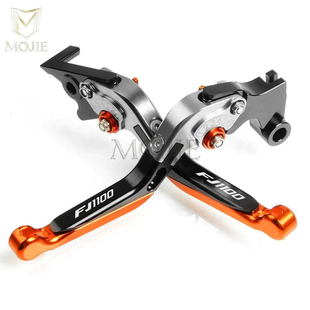 Аксессуары для мотоциклов CNC Алюминиевые Регулируемые Складные Выдвижные тормозные рычаги сцепления для YAMAHA FJ1100 FJ 1100 1984-1985 - Цвет: Titanium BlackOrange