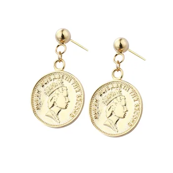 

Filluck 925 Sterling Silver Earring Golden Round Stud Retro Human Face Earrings Fine Jewelry For Women Fashion Luxury