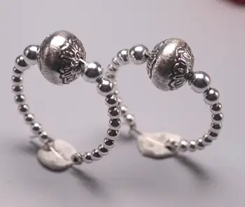 

Real Silver Hoop Earring Set Circle Earring Fine Jewelry For Women Girls Steampunk Ear Clip Korean Earrings Beads Circle Gift