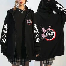 

Demon Slayer Tanjirou Kamado Hoodies Anime Zipper Hoodies Clothes Kimetsu No Yaiba Rengoku Cosplay Manga Zip Men's Sweatshirt