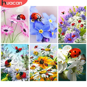 

HUACAN 5d Diamond Painting Flower Full Square Drill DIY Diamond Embroidery Daisy Mosaic Animal Handicraft Home Decor