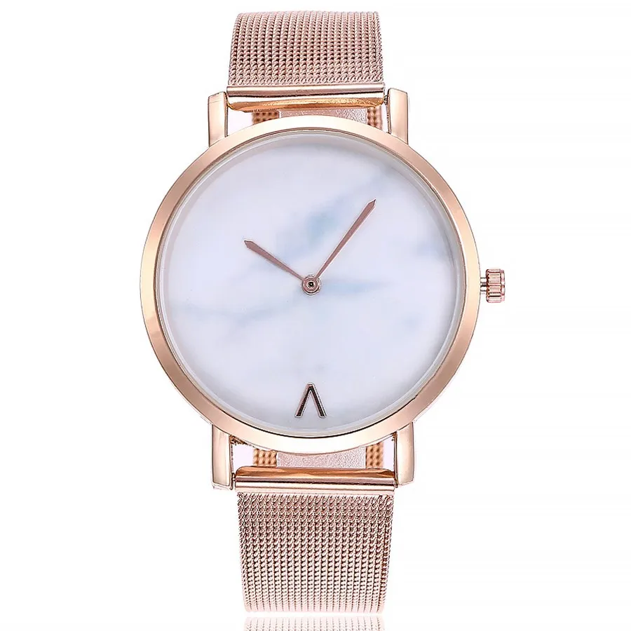 

2020 Fashion Watch Marble Surface Mesh Slim Watch Men and Women V-shaped Korean Quartz Student Watch