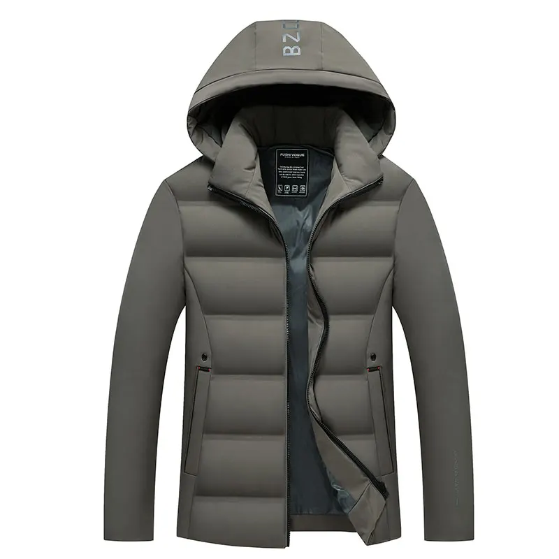 

2019 winter new cotton men's fashion solid color windproof casual cotton jacket large size 4XL men's thick warm hooded jacket