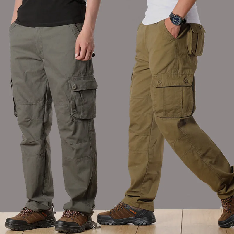 

Spring Autumn Men's Cargo Pants Mens Casual Multi Pockets Military Tactical Pants Men Outwear Army Straight slacks Long Trouser