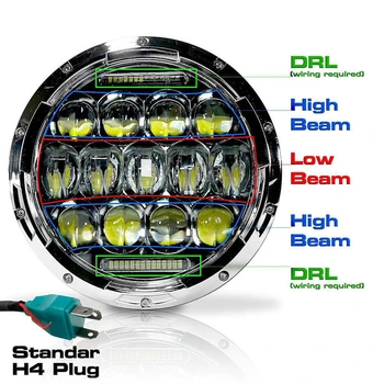 

☞ 7 Inch 75W LED Headlights Low/High Beam DRL For JEEP CJ JK TJ Wrangler Harley