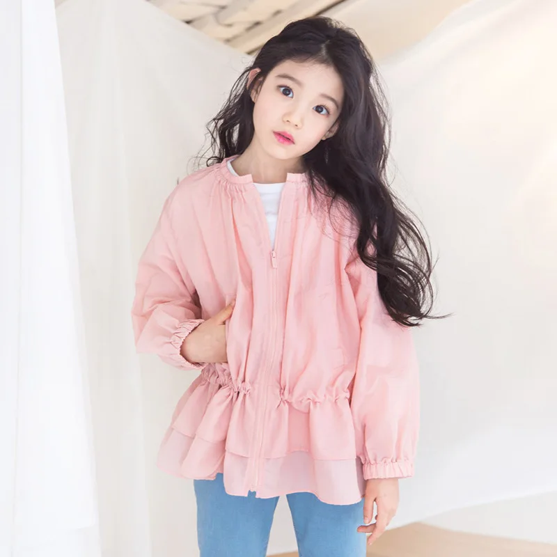 2019 Autumn Pink jacket for girls Solid Casual Sport Clothes Girls British Street Style Children Coat with Two Pockets | Детская одежда