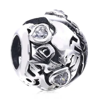 

Authentic 925 Sterling Silver Bead Charm Vintage Openwork All Around The World Beads Fit Pandora Bracelet Diy Jewelry