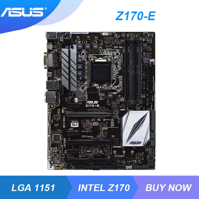 Материнская плата ASUS Z170-E 1151 материнская Z170 DDR4 64 Гб 3466(OC) с поддержкой Core 6600T 6402P