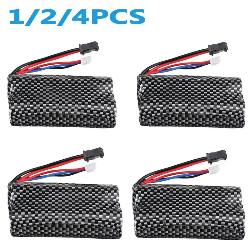 1/2/4 шт. Перезаряжаемые 7,4 v 1000mah литий-полимерный Батарея для WPL B1 B16 B24 B36 C1 C24 C34 MN общего назначения 90 Радиоуправляемая машина игрушки Радиоуправляемый квадрокоптер DIY запасные Запчасти