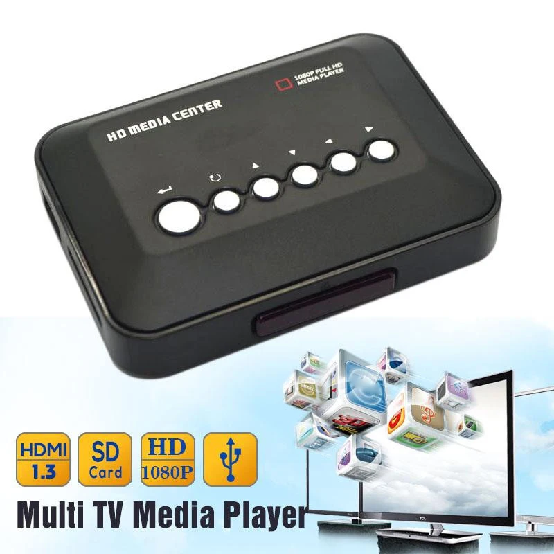 Мини-full HD 1080P медиаплеер с HDMI/VGA/AV/USB/SD/MMC/оптическим выходом EU Plug