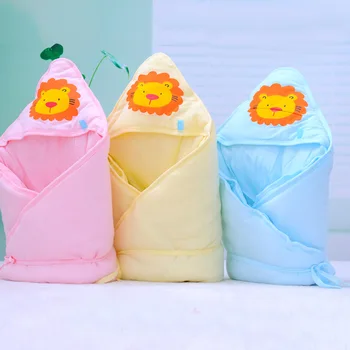 

2020 Baby Wrapping Blanket Cartoon Newborn Baby's Blanket Autumn and Winter Hooded Baby bao tan Newborn Supplies Small Quilt