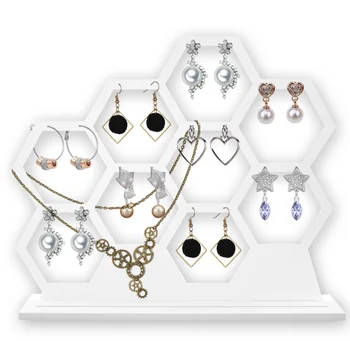 

1pc Wooden Craft Earring Holder Fashionable Jewelry Display Rack Jewelry Display Stand (White)