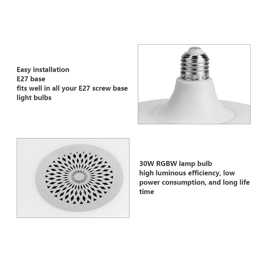 OOBEST AC85-260V E27 Bluetooth Музыка RGB свет 30 Вт Дистанционное управление интеллектуальные красочные аудио огни рог 5 Вт музыкальный плеер