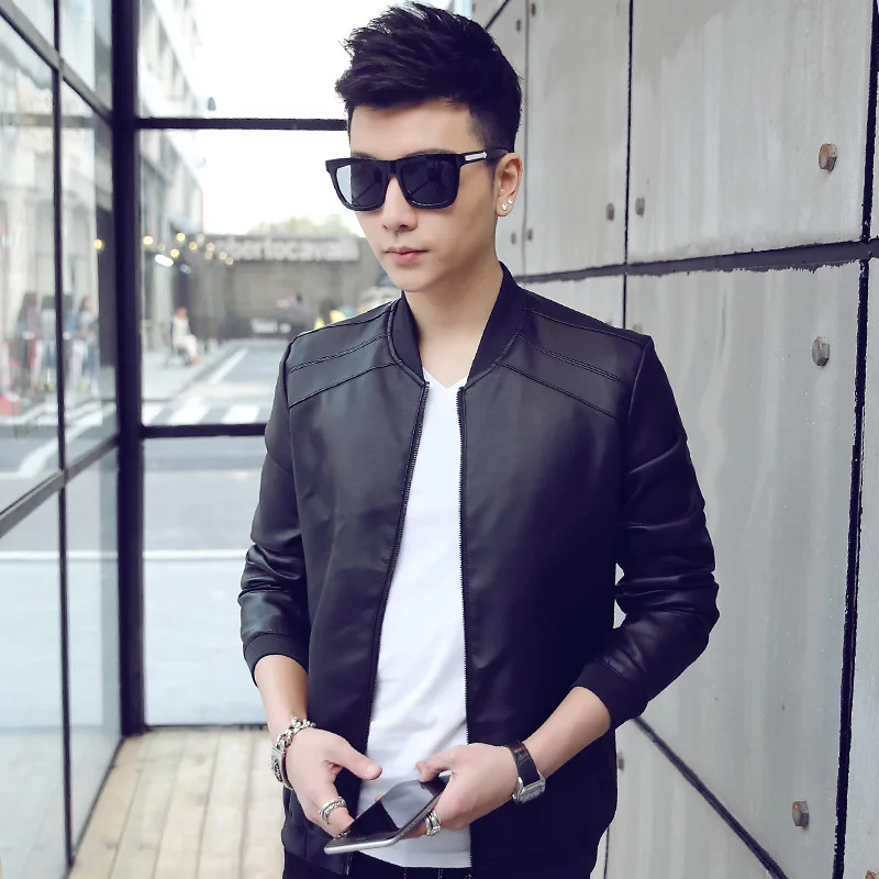 

Main Push Hot Selling 2018 Autumn And Winter Men's Pu Stand Collar Leather Jacket Youth Fashion Korean-style Locomotive Leather