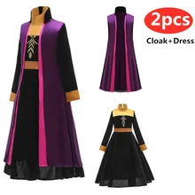 Новое платье «Принцесса Анна» для девочек с героями мультфильма «Холодное сердце»; 2 платья Эльзы карнавальный костюм принцессы для детей Хэллоуин Наряжаться вечерние платья детская одежда