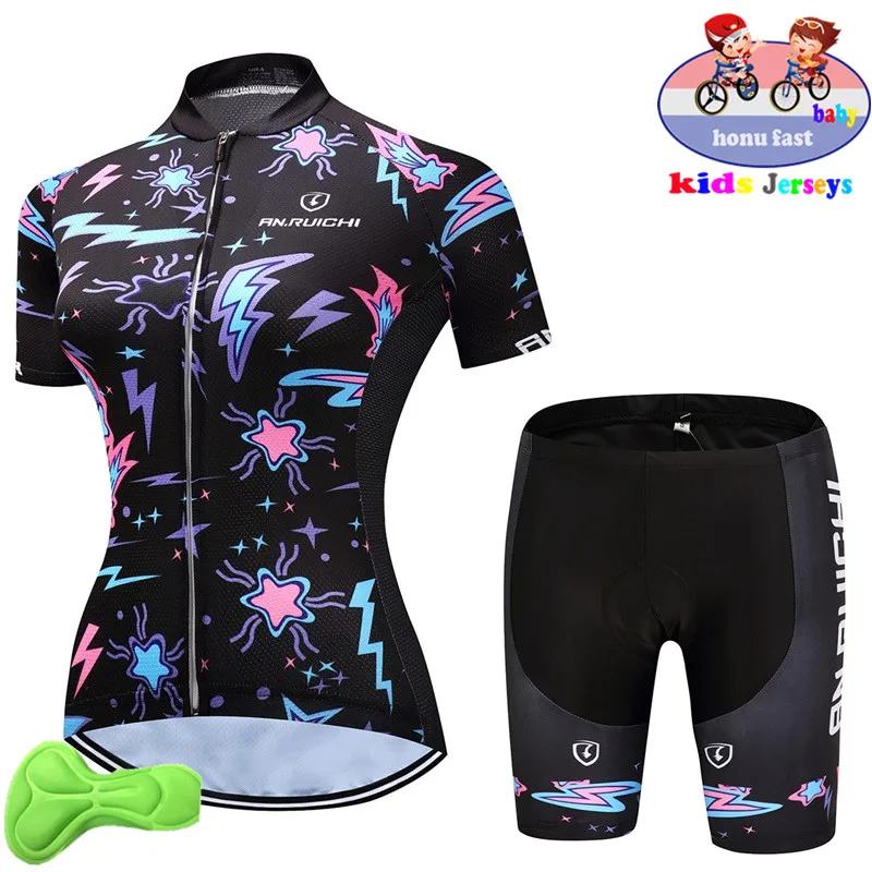 new Baby Summer Breathable Kids Cycling Jersey Set Shorts Fluorescent Pink Children Bike Clothing Boys Girls Cycling Clothes 3
