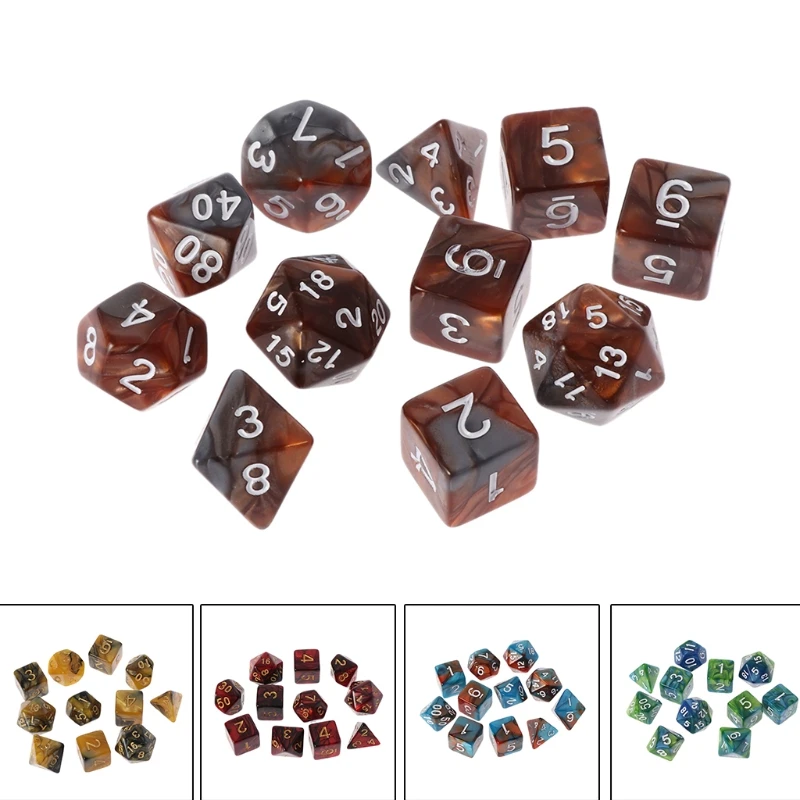 11 шт. D4 D6 D8 D10 D12 D20 двухсторонние кубики для RPG DND D& D набор для настольных игр