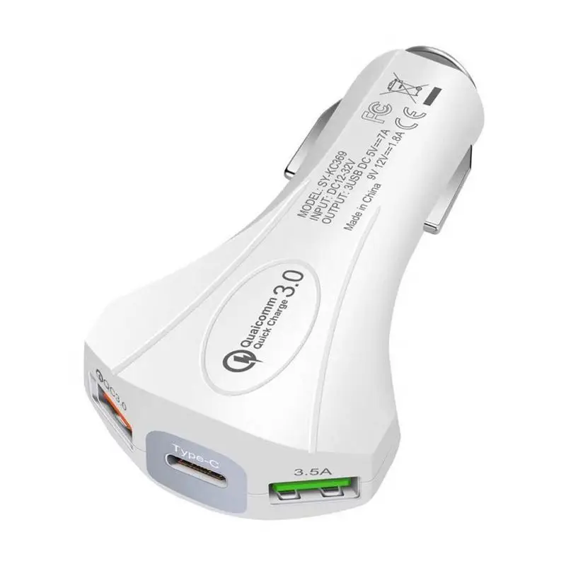 QC3.0 автомобильное зарядное устройство Тип C Быстрая зарядка 3 порта для iphone X 8 7 samsung S9 S8 Xiaomi Tablet PC