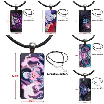 

Ursula The Little Mermaid Glass Cabochon Jewelry Steel Color With Long Pendant Choker Rectangle Necklace For Women