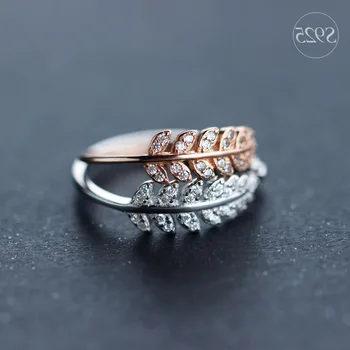 

real.925 1pc Sterling Silver Clear White Zirconia AAA+ Branch wheat Leaf Open Ring midi knuckle Ring Adjustable Size GTLJ650