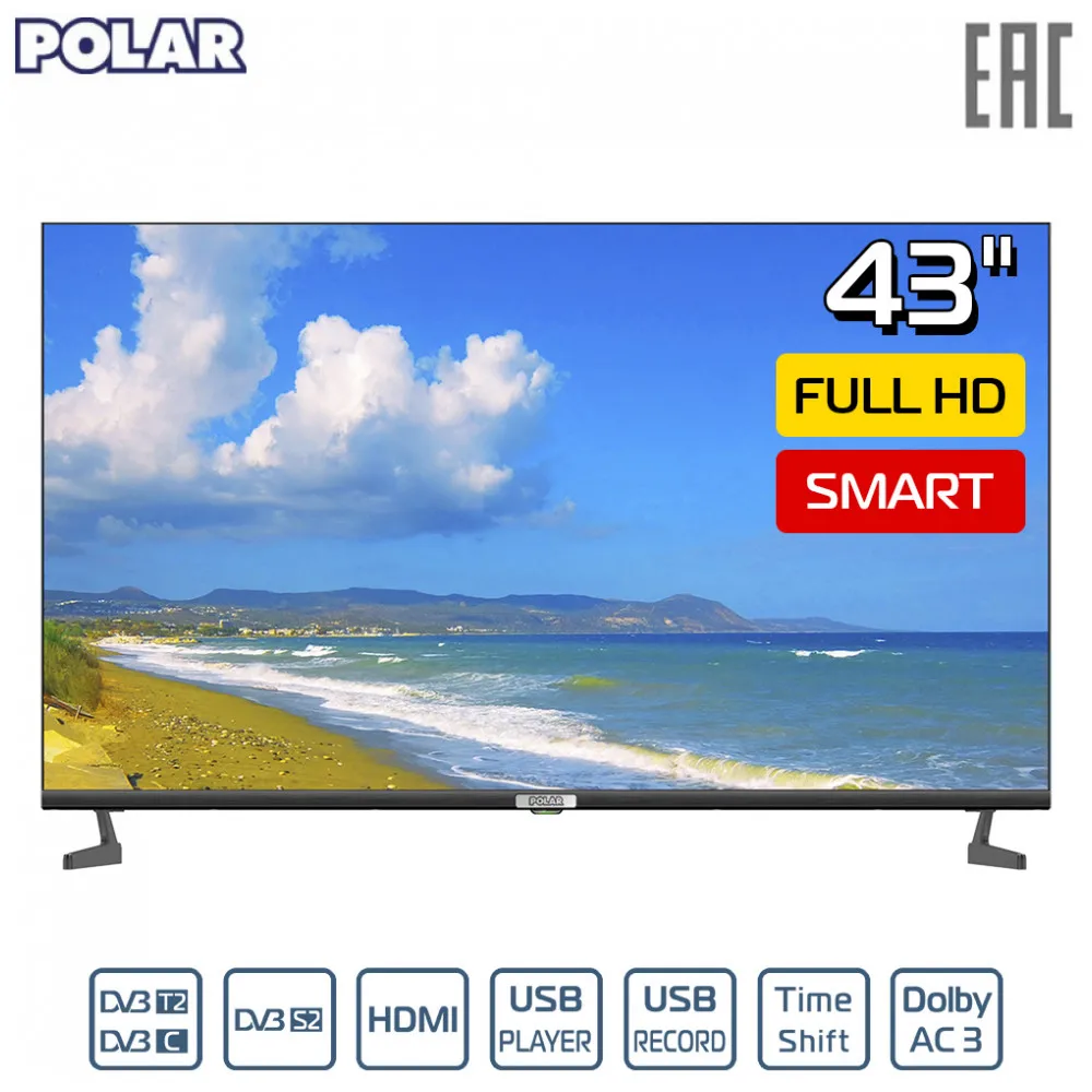 Телевизор 43" POLAR P43L22T2SCSM FullHD SmartTV