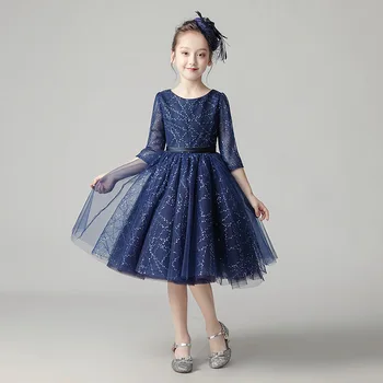 

BINIDUCKLING Party Dress For Girls Lace Navy Ball Gown 3 4 5 6 7 8 9 Year Kids Girls Evening Party Dance Princess Dresses
