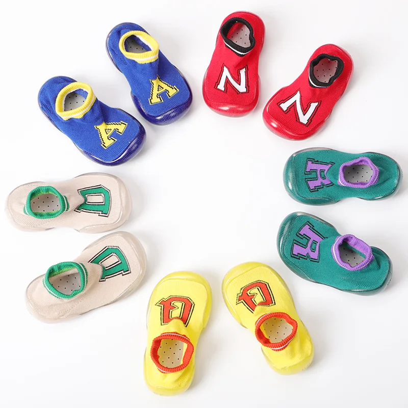 

2020 Spring New Style Baby Toddler Shoes Cotton Breathable Soft Bottom Children wa zi xie Baby Lettered Indoor Shoes Batch