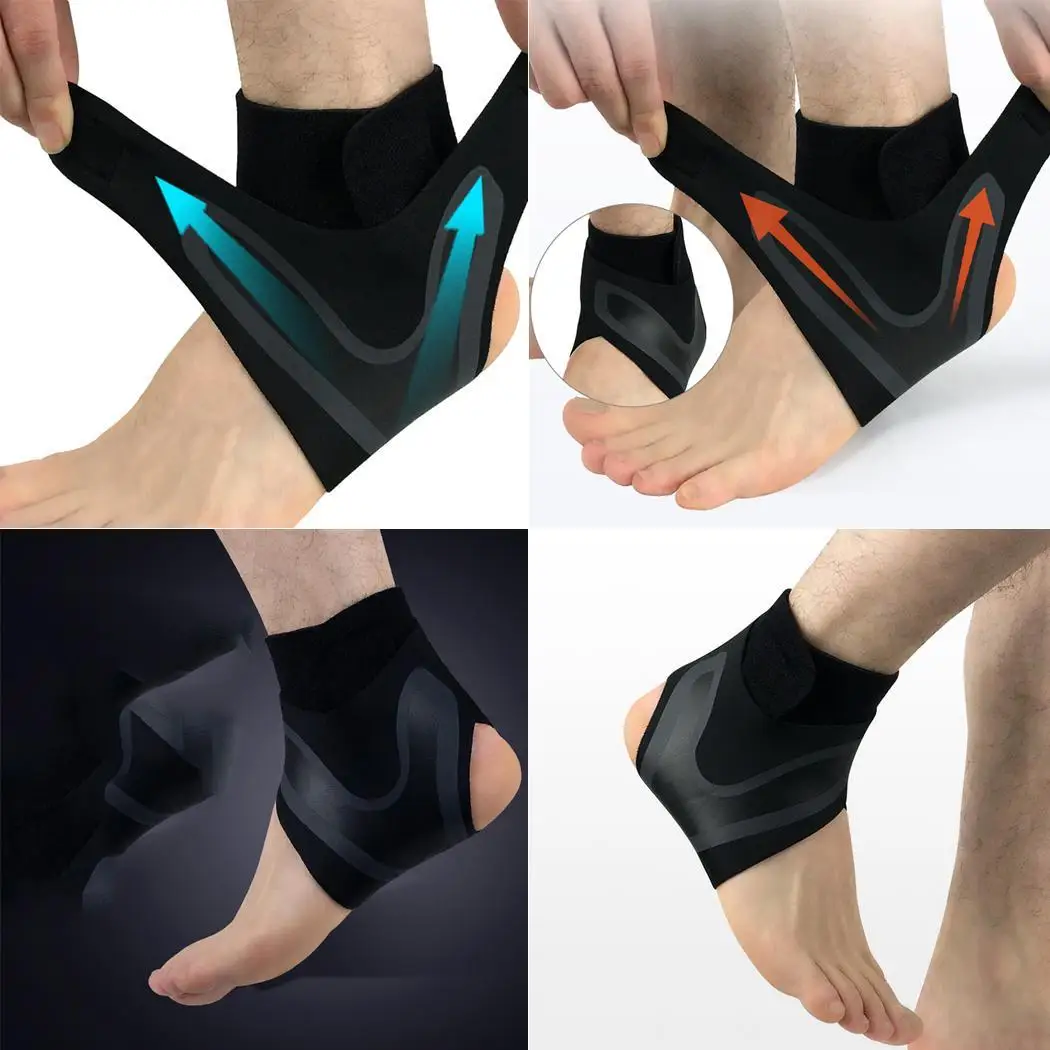 Регулируемая поддержка лодыжки ног эластичный Brace Guard черный для футбола баскетбола левая нога, правая