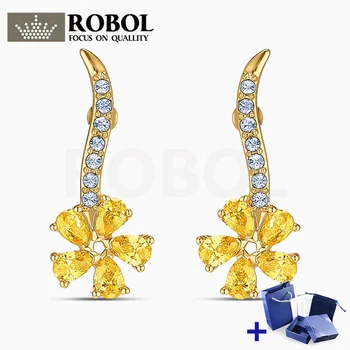 

Original SWA BOTANICAL FLOWER Earrings with Original Engraved Woman Jewelry Gift Fashion Luxury Jewelry Free Shipping Wholesale