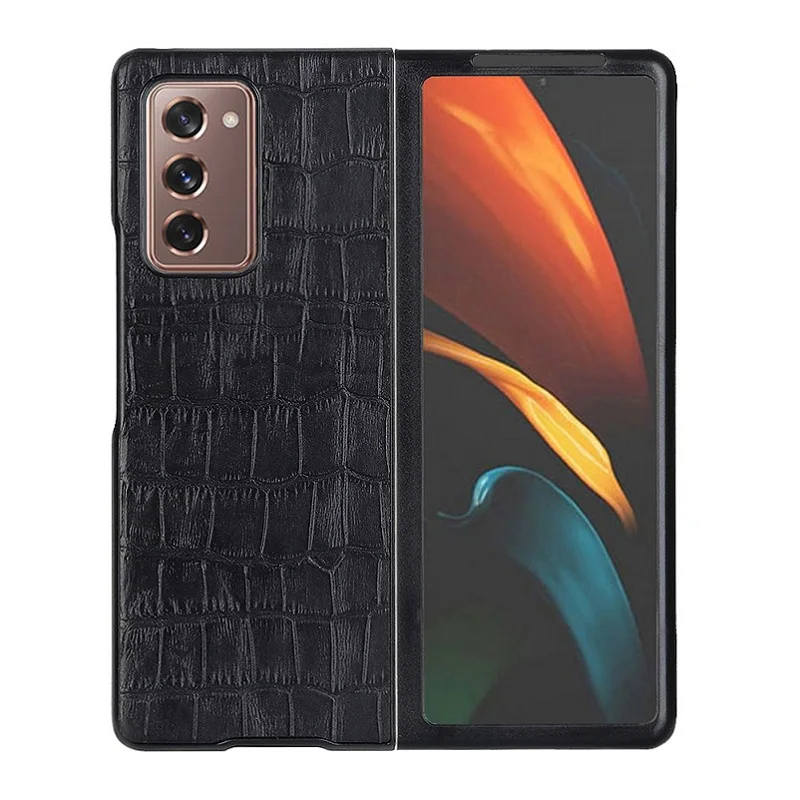 Genuine Leather Slim Case For Samsung Galaxy Z Fold 2 Fold2 5G Cover 2021 Luxury Cute Crocodile Mobile Phone Shell Accessories