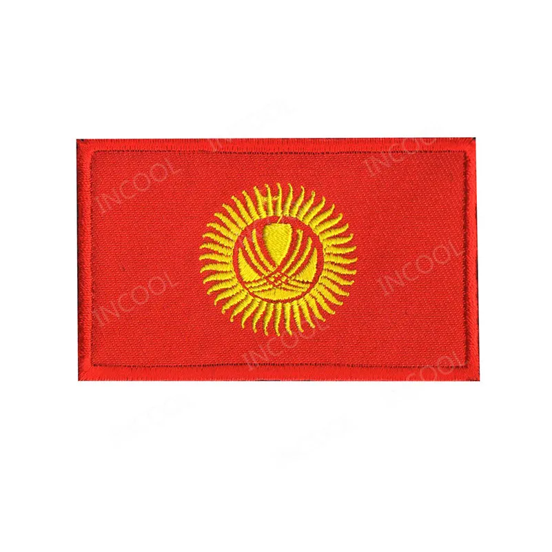 Бангладеш, Джорджия, Камбоджа, Израиль, Индия, Филиппины, Ливан, Киргизия, Сингапур, Япония, азиатские флаги, нашивки с вышивкой - Цвет: Kyrgyzstan Flag