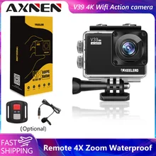 AXNEN-Cámara de acción V39, videocámara 4K con Wifi, EIS, 20MP, 60FPS, micrófono remoto, Zoom 4X, resistente al agua, grabación de vídeo, Cámara de Acción deportiva Pro