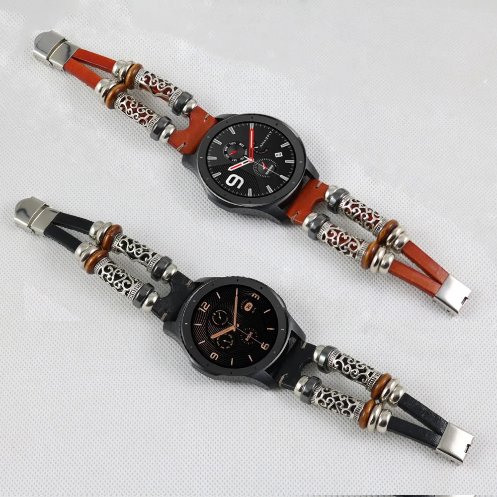 Ремешок из натуральной кожи для Huami Amazfit GTR 47 мм Amazfit Sport Stratos Pace 2S Замена винтажный браслет 22 мм ремешок для часов