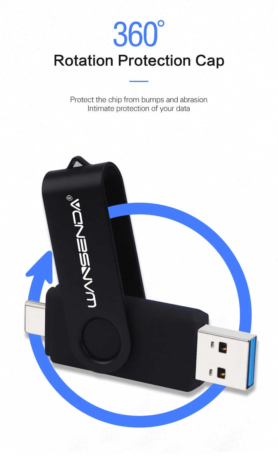 New WANSENDA USB 3.0 TYPE C USB Flash Drive OTG Pen Drive 512GB 256GB 128GB 64GB 32GB 16GB USB Stick 2 in 1 High Speed Pendrive 500gb flash drive