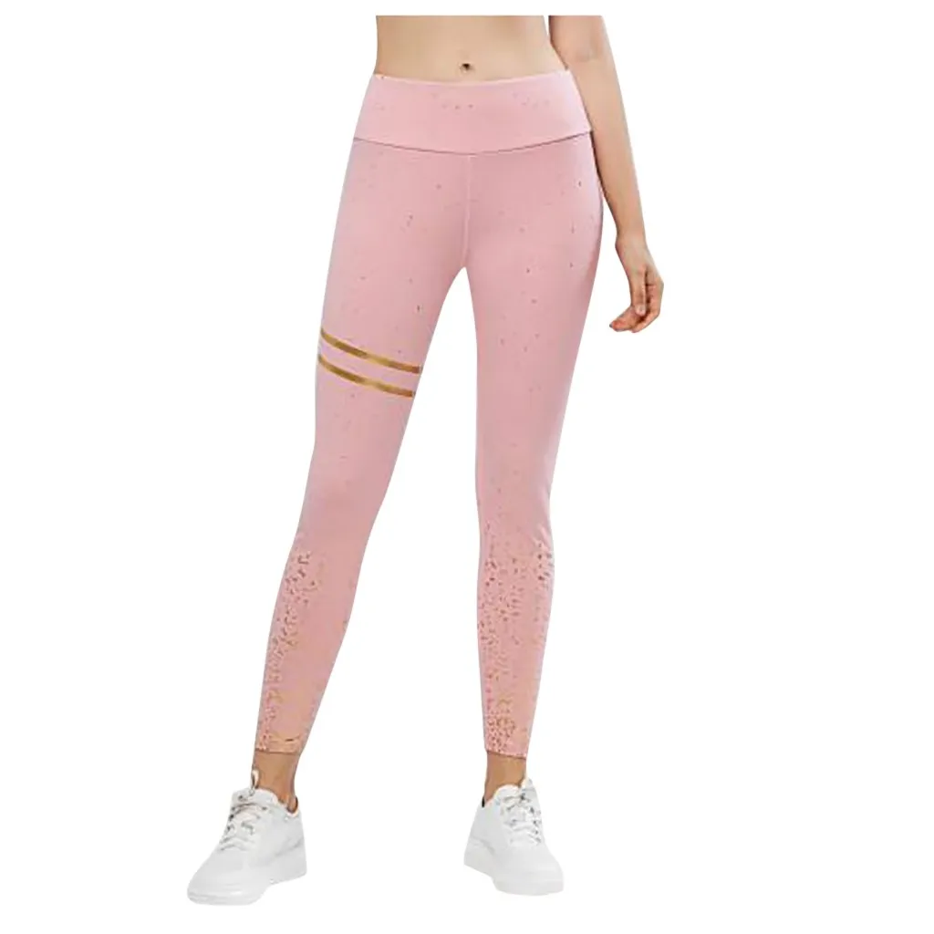 Pink Женские леггинсы для фитнеса, модные, полиэстер, длина по щиколотку, женские эластичные леггинсы для тренировок, дышащие, спортивные, повседневные штаны - Цвет: Pink
