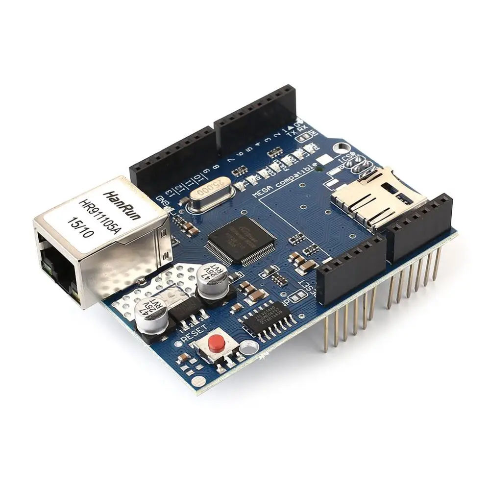 Зазор Cewaal Ethernet W5100 сеть Плата расширения модуль щит для Arduino МЕГА С слот карты Micro SD - Цвет: blue